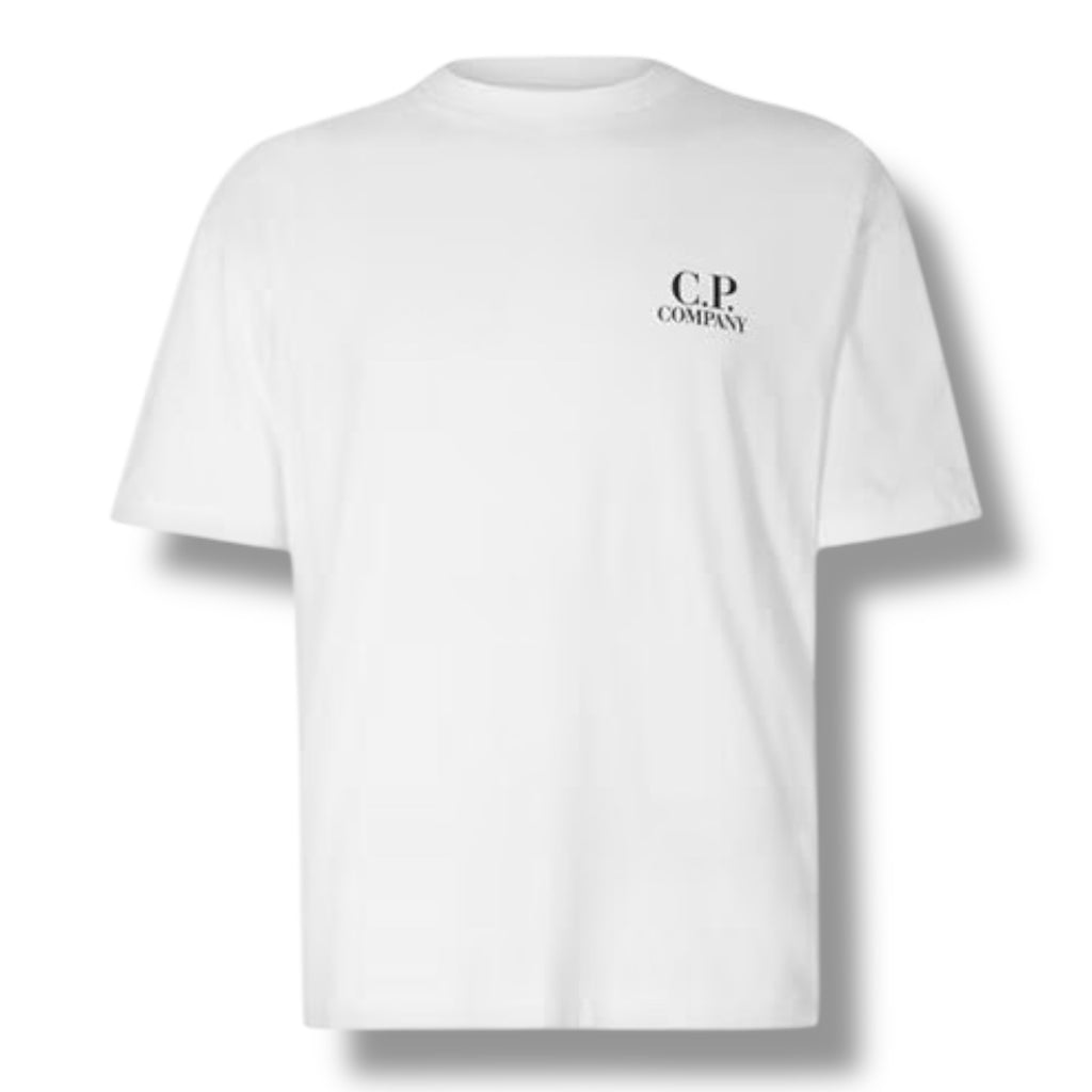 CP COMPANY DOUBLE LOGO T-SHIRT WHITE
