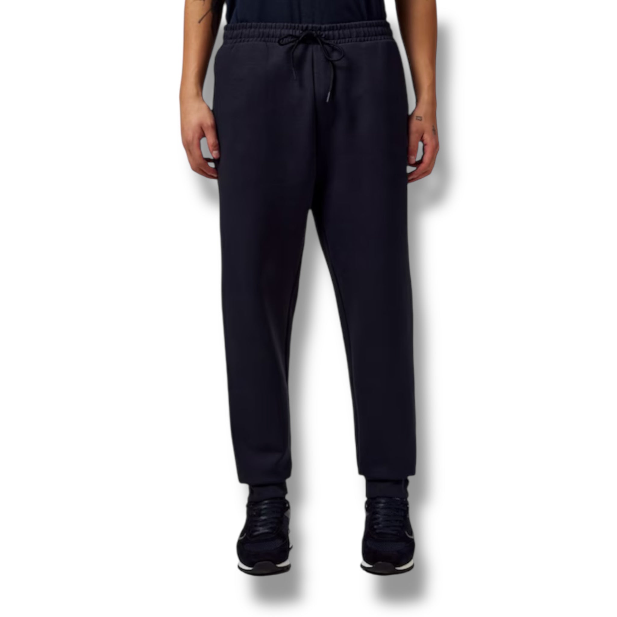 HUGO BOSS CURVED LOGO FULL ZIP HOODED TRACKSUIT NAVY BLUE