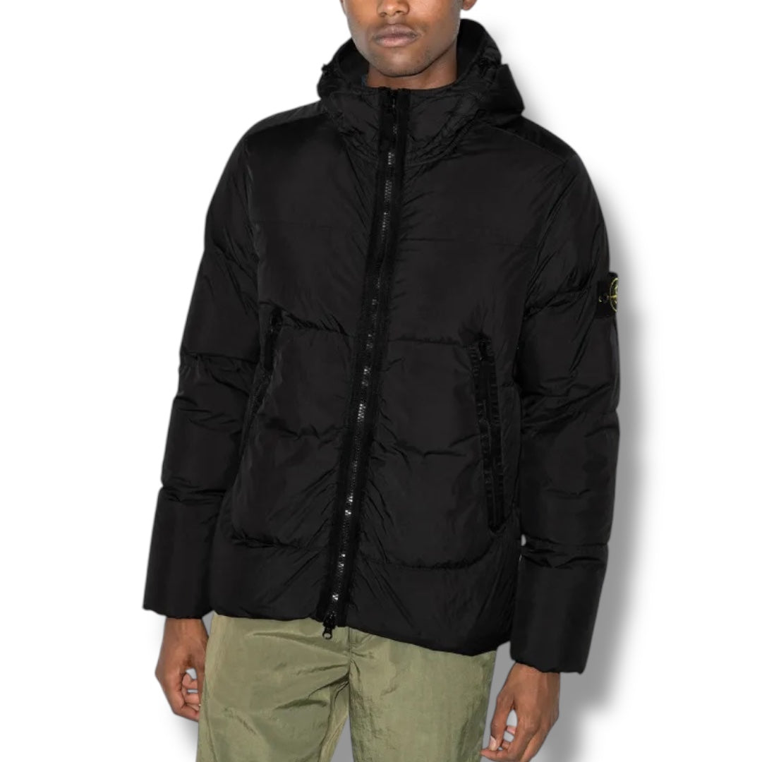 STONE ISLAND CRINKLE REPS NY DOWN HOODED JACKET BLACK * SALE *