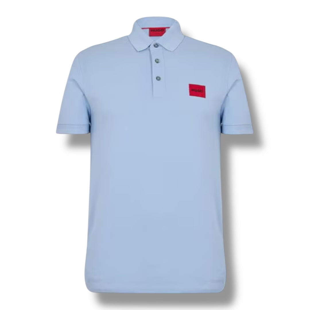 HUGO RED PATCH POLO SHIRT LIGHT BLUE