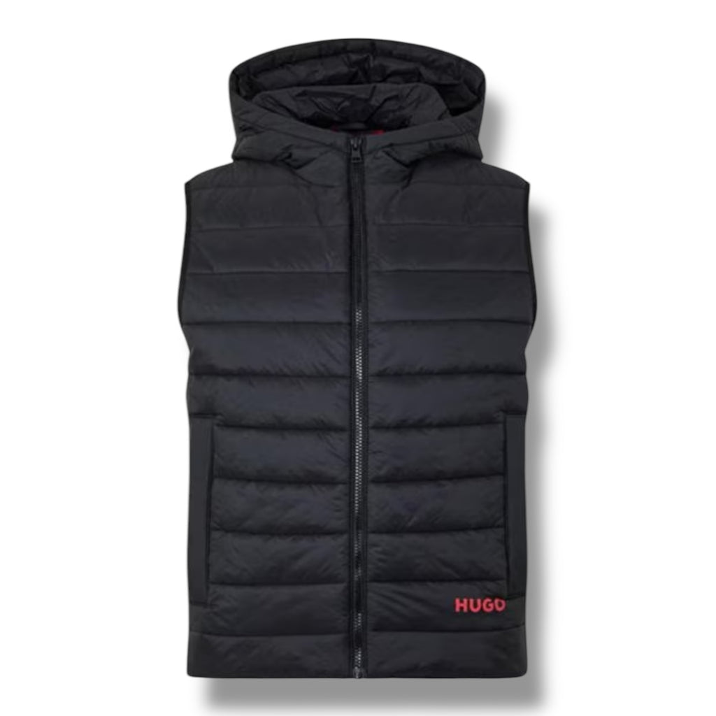 HUGO BOSS HUGO PADDED HOODED GILET BLACK
