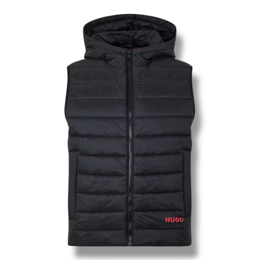HUGO BOSS HUGO PADDED HOODED GILET BLACK