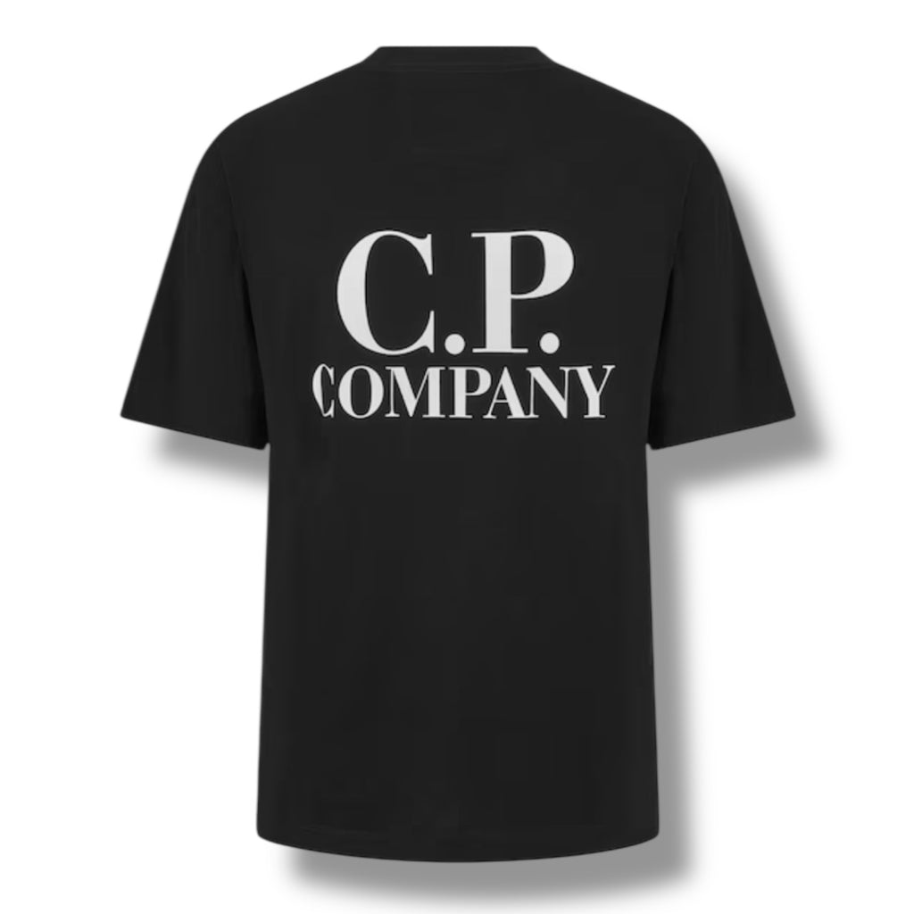CP COMPANY DOUBLE LOGO T-SHIRT BLACK