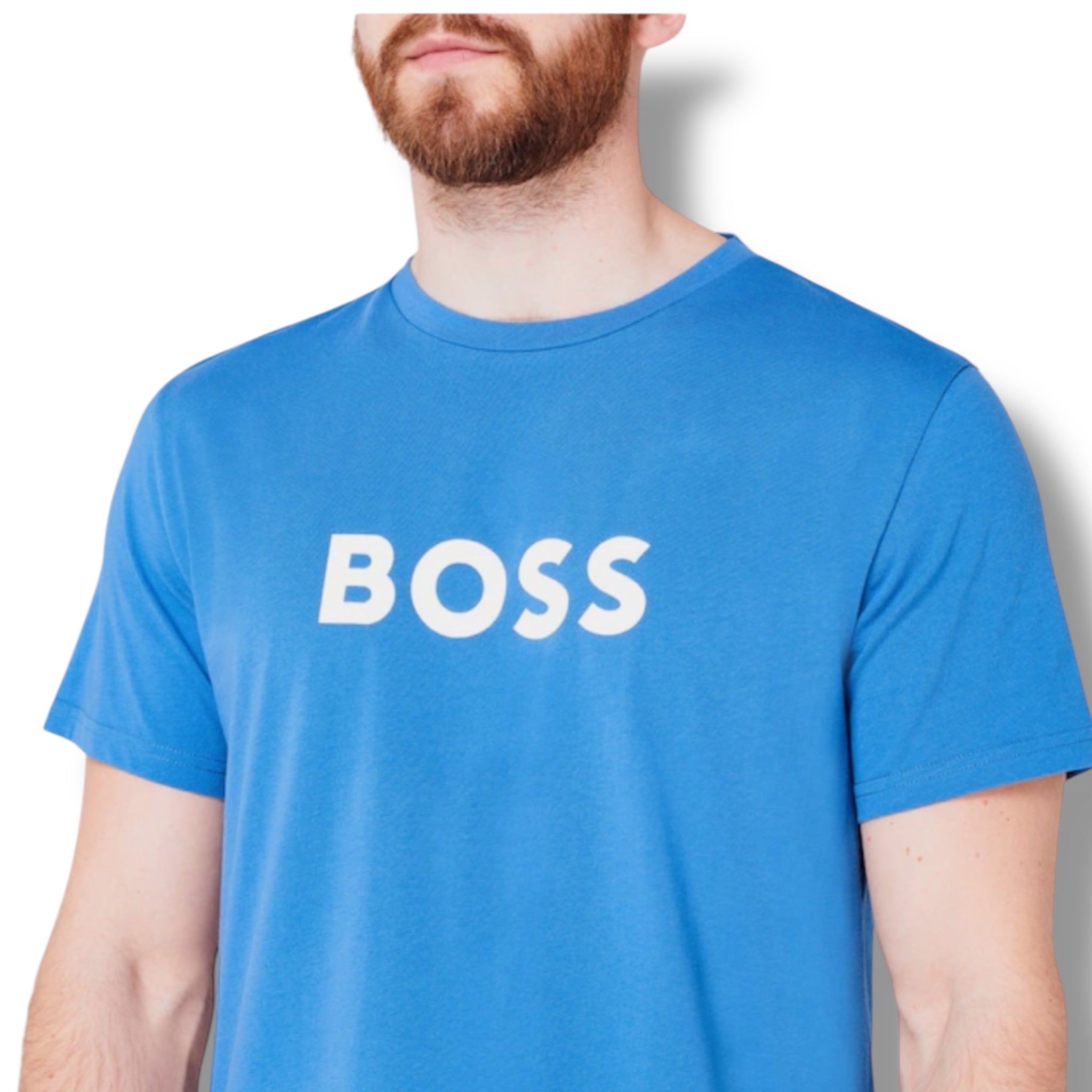 HUGO BOSS BIG LOGO T-SHIRT & SWIM SHORTS COMBO ROYAL BLUE