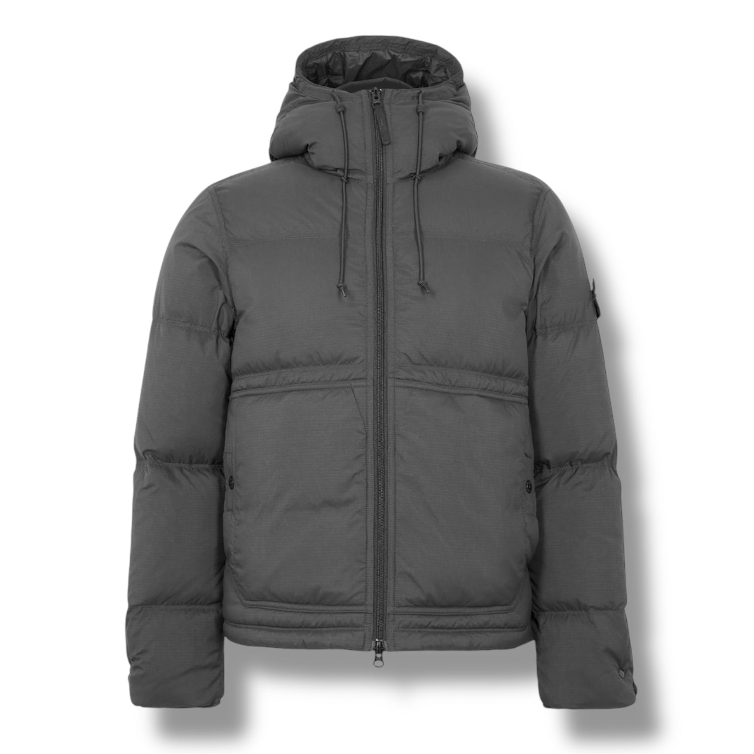STONE ISLAND HOODED SHORT PUFFER JACKET BLACK