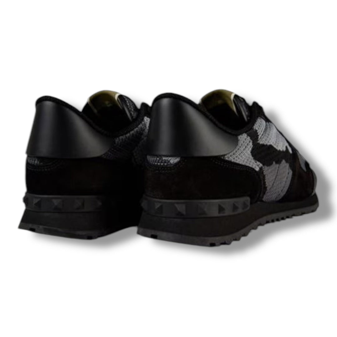 VALENTINO ROCKRUNNER STUD TRAINERS GREY - BLACK CAMO
