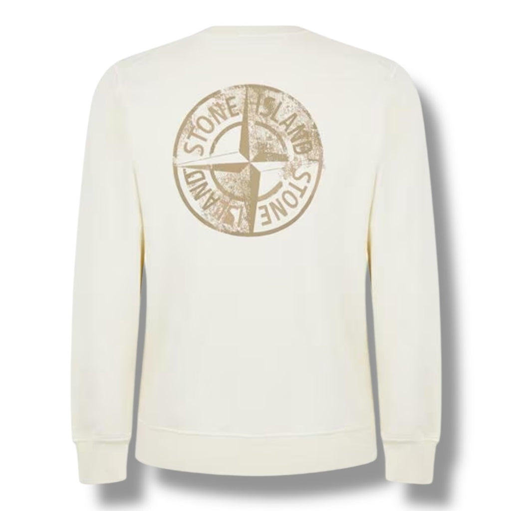 STONE ISLAND DIAL BACK LOGO CREWNECK SWEATSHIRT CREAM