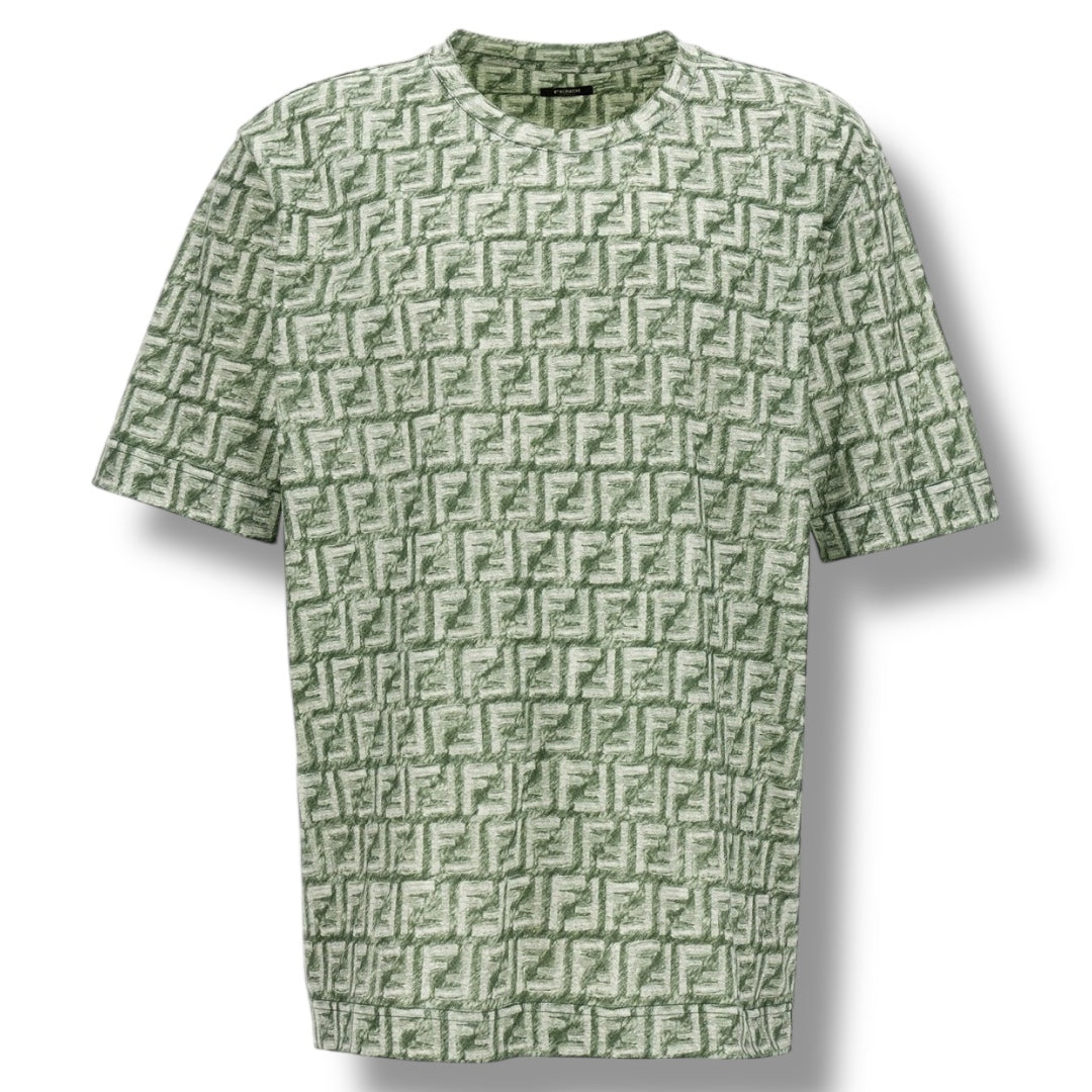 FENDI FF ALL OVER SCRIBBLE T-SHIRT WHITE / GREEN
