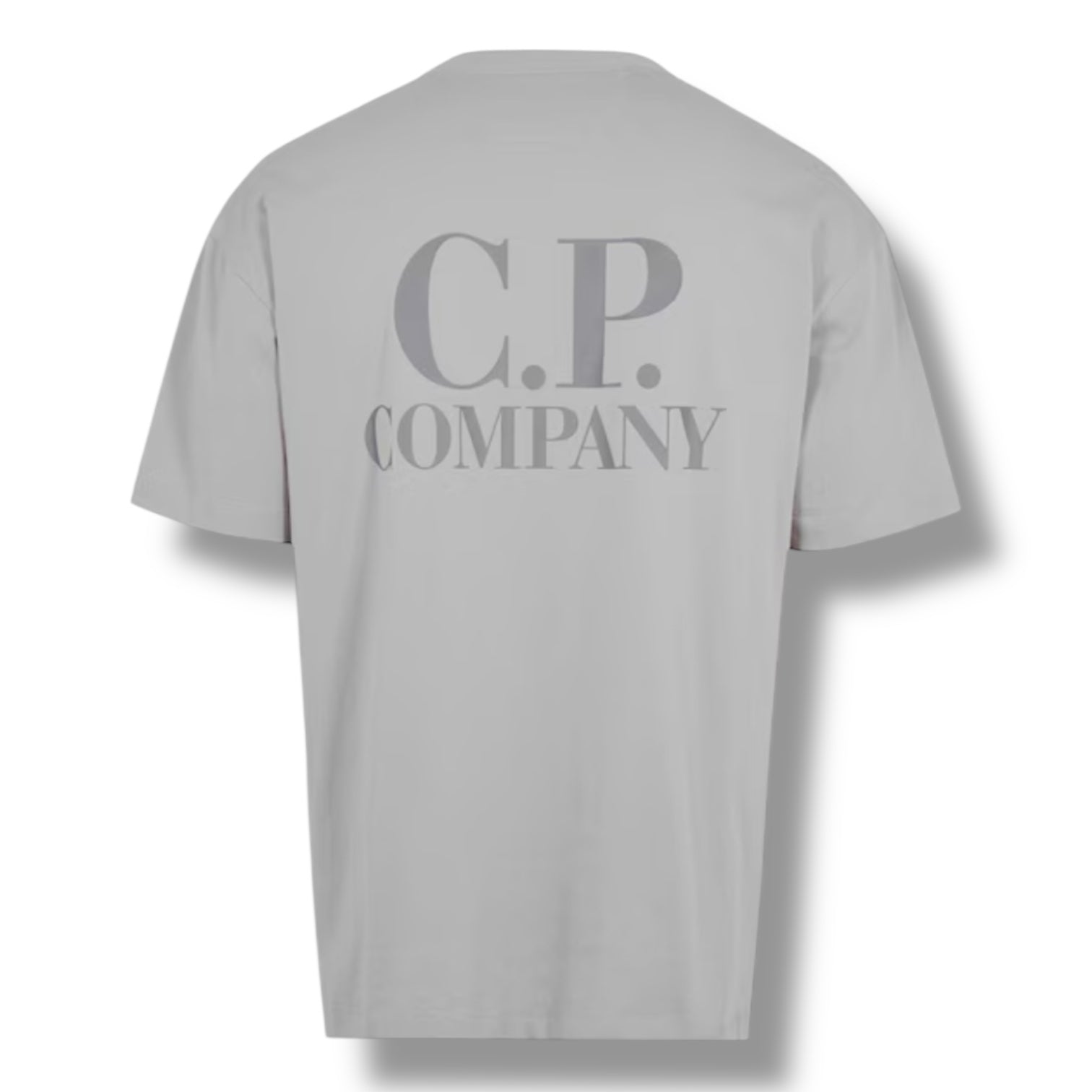 CP COMPANY DOUBLE LOGO T-SHIRT DOVE GREY