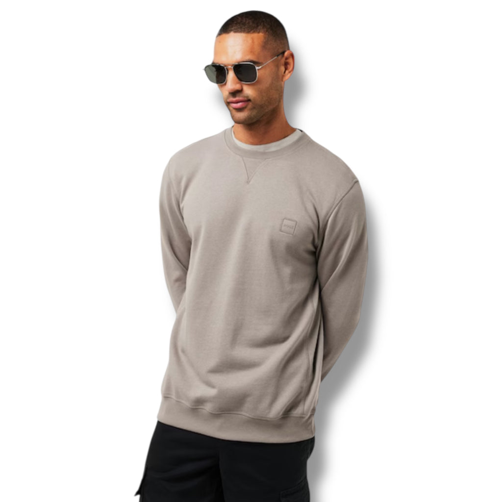 HUGO BOSS PATCH LOGO SWEATSHIRT BEIGE