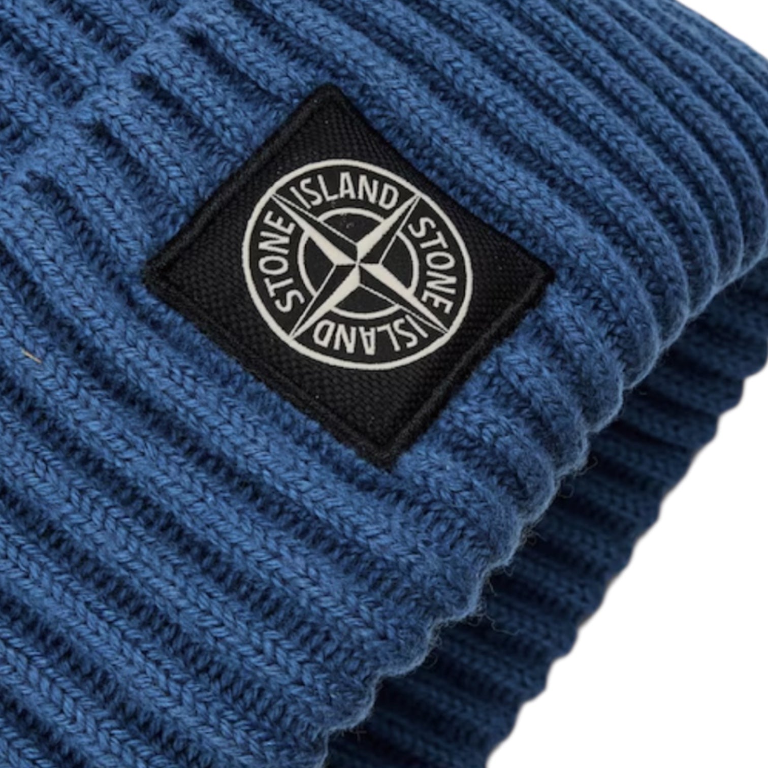 STONE ISLAND RIBBED BEANIE HAT ACC BLUE