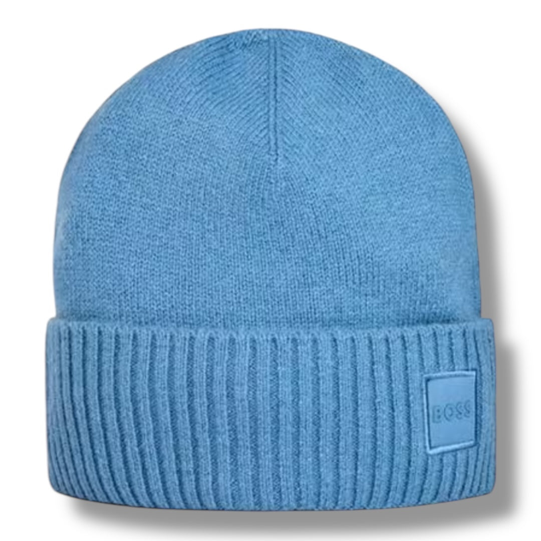 HUGO BOSS PATCH BEANIE BLUE