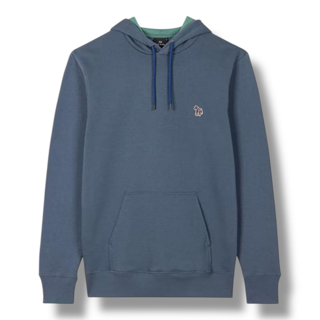 PAUL SMITH OTTH HOODIE ZEBRA CHEST MID BLUE