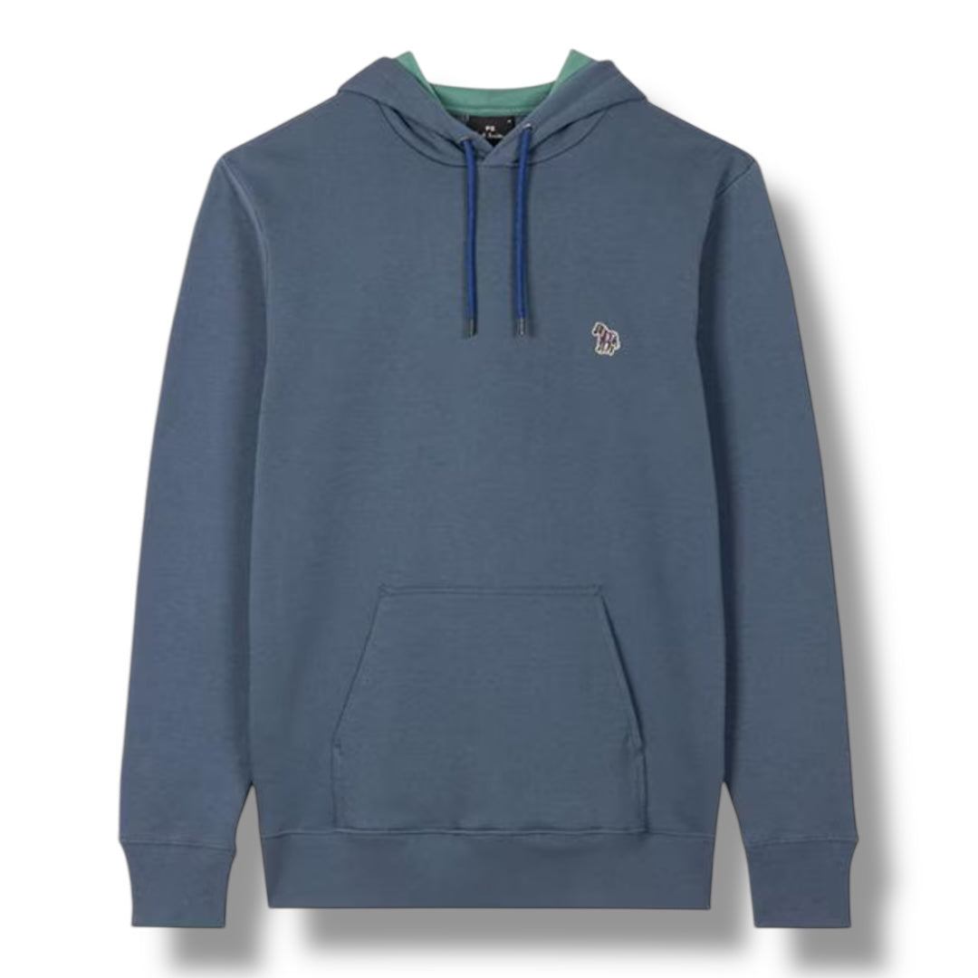 PAUL SMITH OTTH HOODIE ZEBRA CHEST MID BLUE