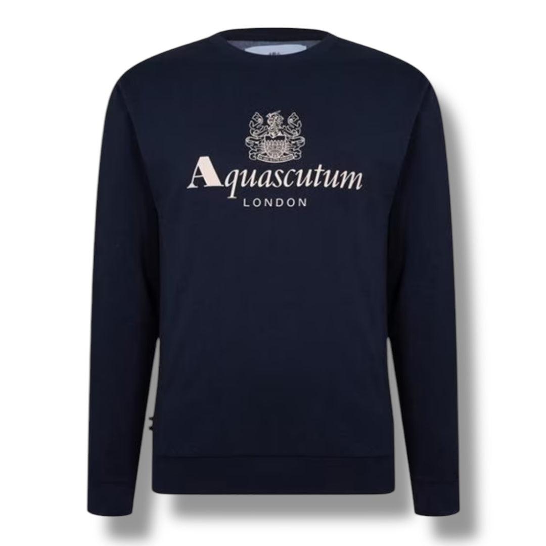 AQUASCUTUM SCRIPT LOGO SWEATSHIRT NAVY BLUE