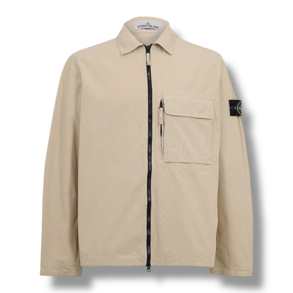 STONE ISLAND ZIP UP OVERSHIRT BEIGE