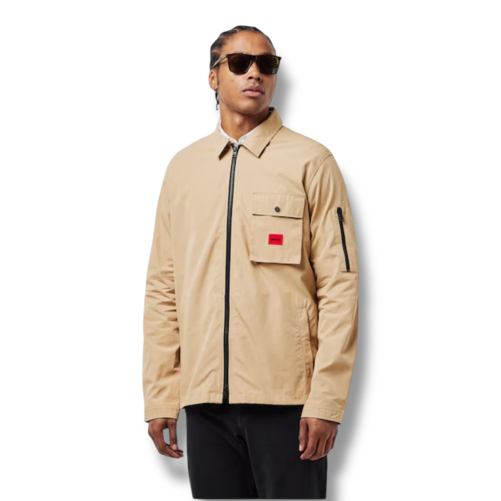 HUGO RED PATCH OVERSHIRT BEIGE