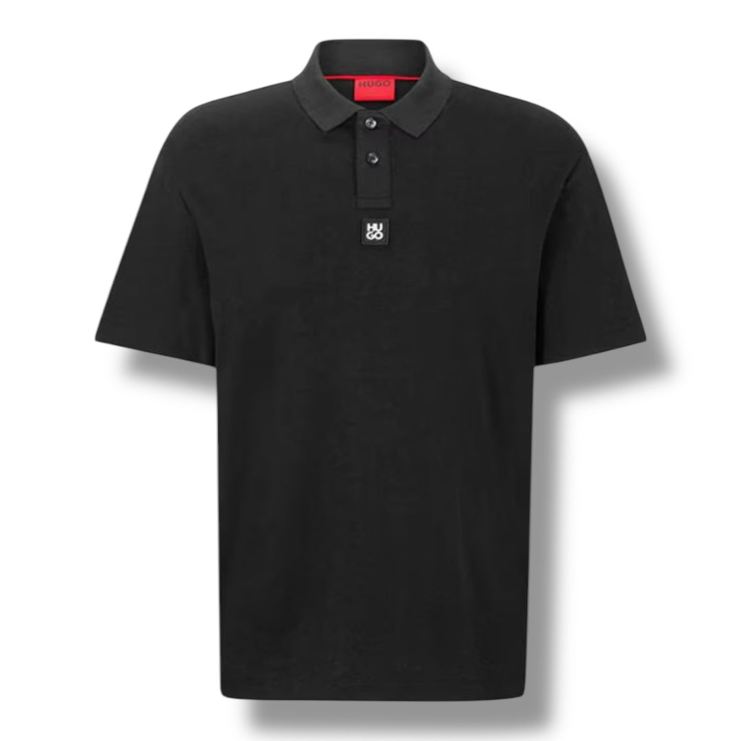 HUGO BLACK PATCH POLO SHIRT BLACK