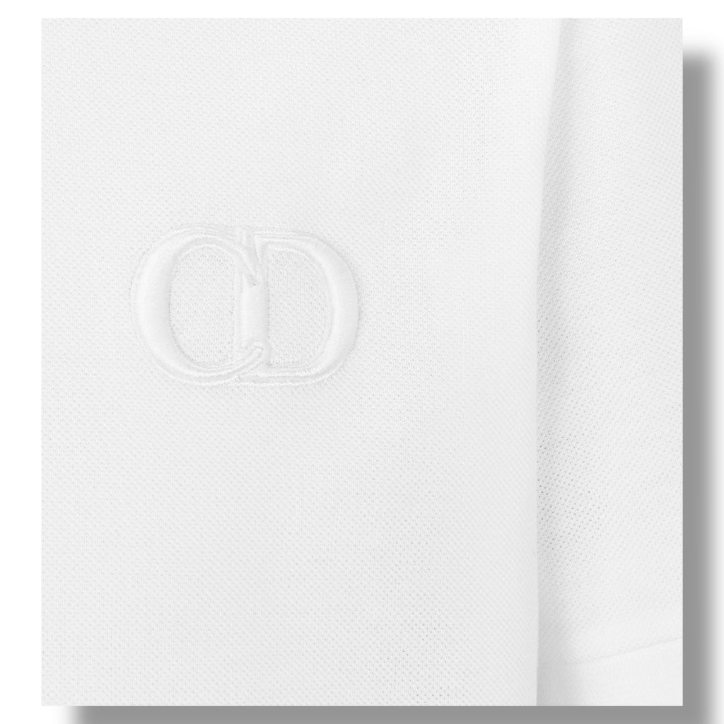 DIOR CD EMBROIDERED LOGO POLO SHIRT WHITE