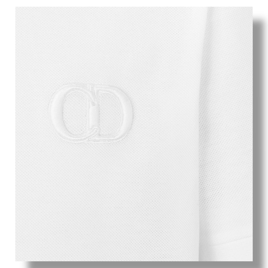 DIOR CD EMBROIDERED LOGO POLO SHIRT WHITE