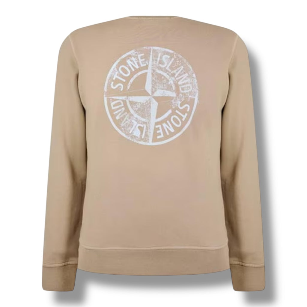 STONE ISLAND DIAL BACK LOGO CREWNECK SWEATSHIRT DESERTO BEIGE