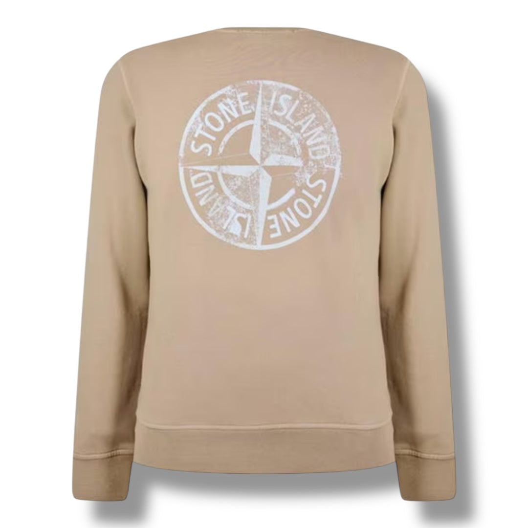 STONE ISLAND DIAL BACK LOGO CREWNECK SWEATSHIRT DESERTO BEIGE