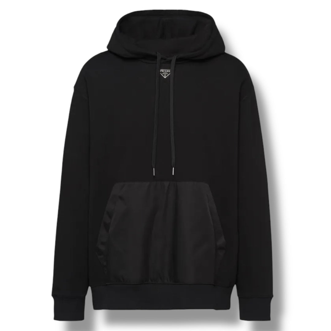 PRADA NYLON POCKET TECH OTTH HOODIE BLACK