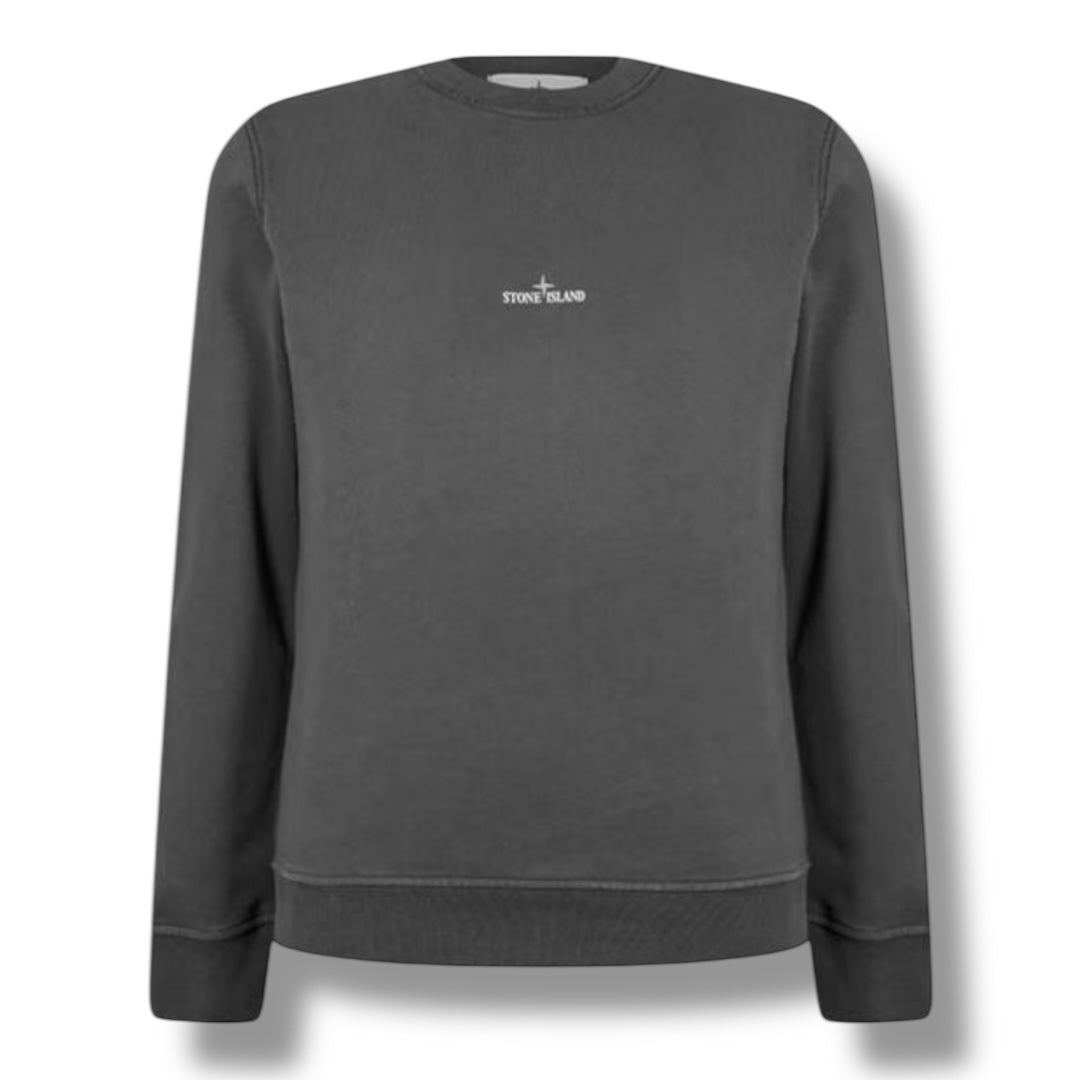 STONE ISLAND DIAL BACK LOGO CREWNECK SWEATSHIRT CHARCOAL GREY
