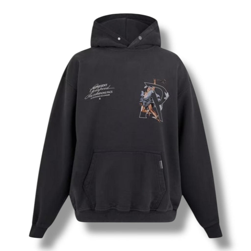 REPRESENT HERMES OTTH HOODIE WASHED BLACK