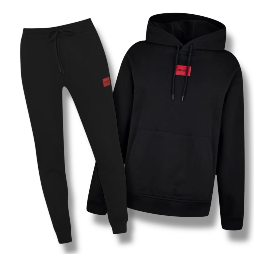HUGO RED PATCH OTTH HOODIE FULL TRACKSUIT BLACK