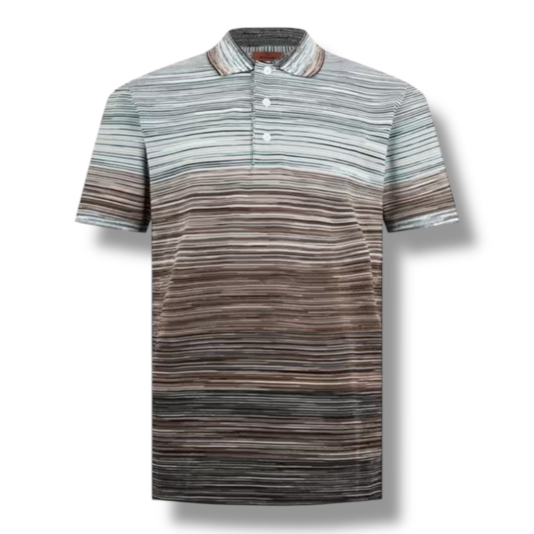 MISSONI STRIPE POLO SHIRT BROWN