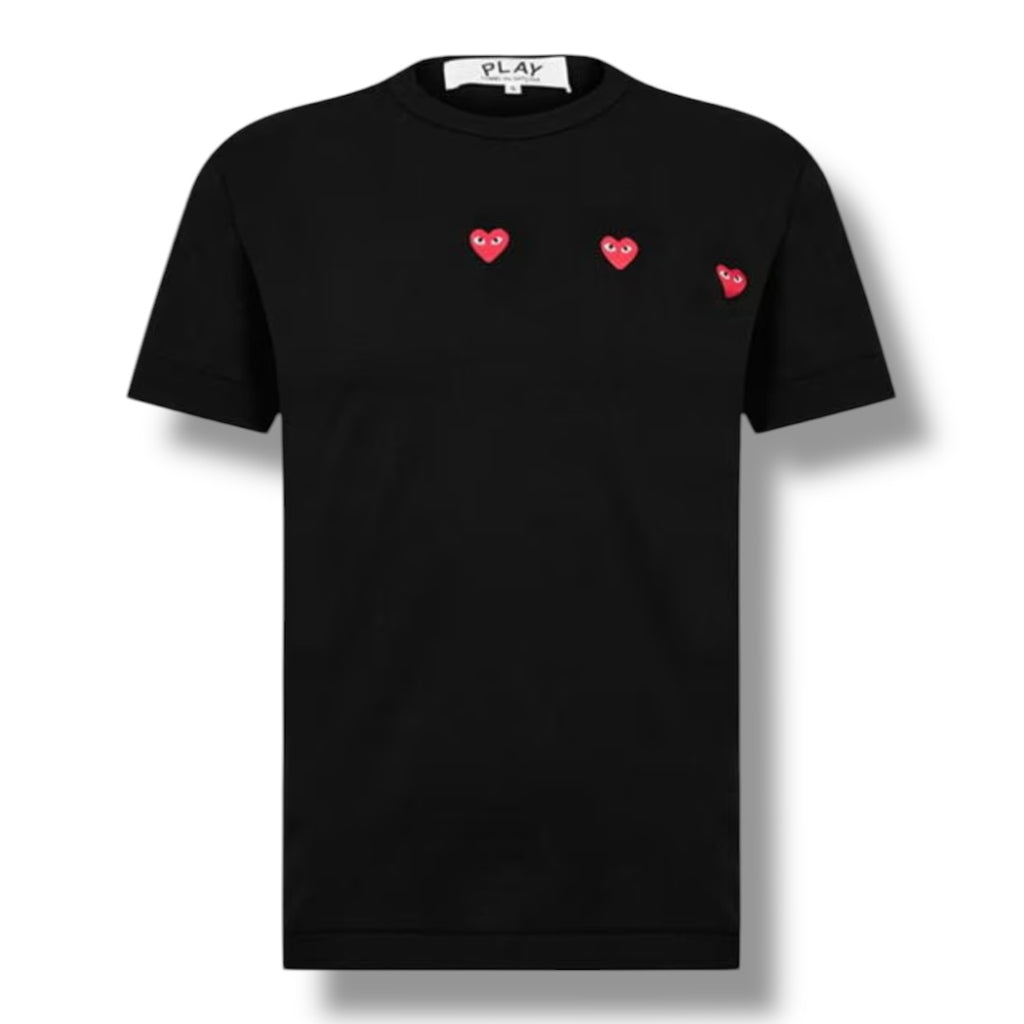 COMME DES GARÇONS PLAY SMALL 3 PEEPING HEART T-SHIRT BLACK / RED