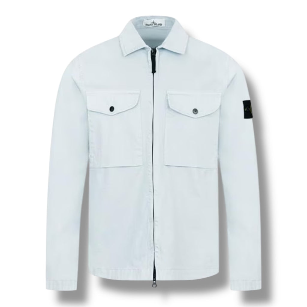 STONE ISLAND STRETCH COTTON OVERSHIRT CIELO BLUE