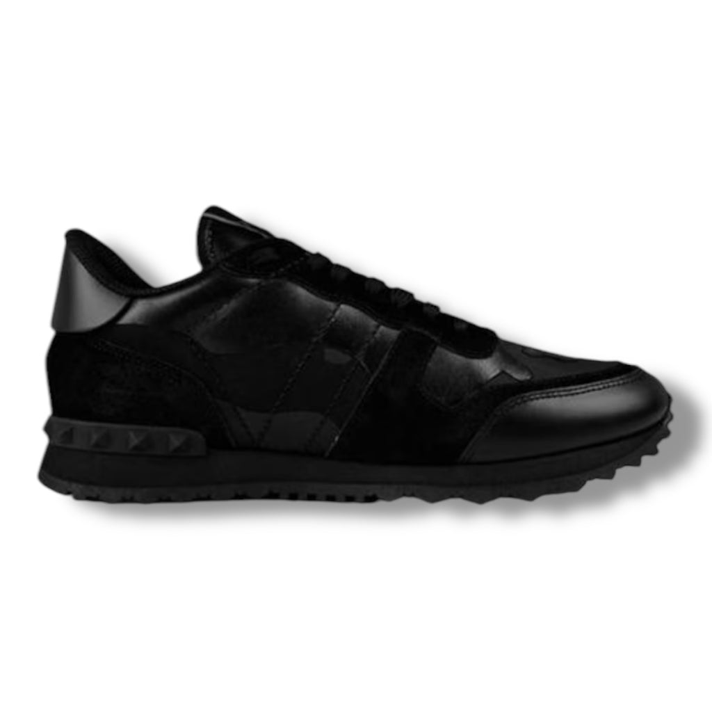 VALENTINO ROCKRUNNER STUD TRAINERS BLACK CAMO