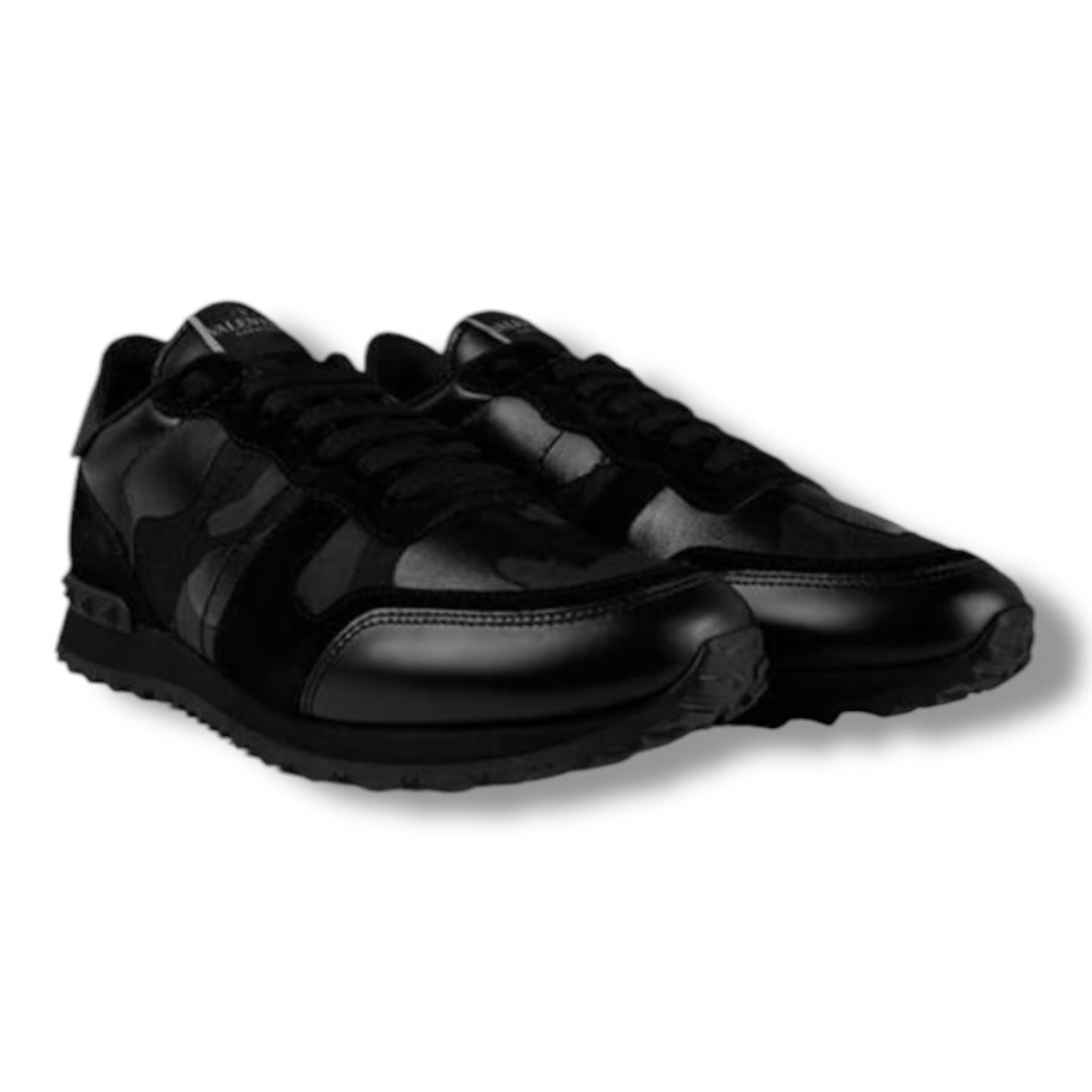 VALENTINO ROCKRUNNER STUD TRAINERS BLACK CAMO