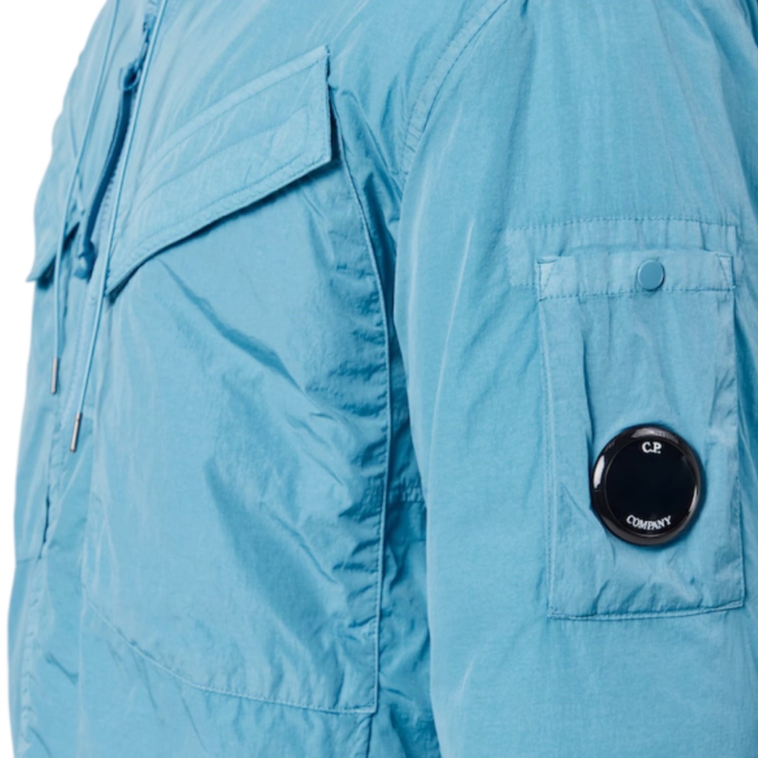 CP COMPANY PADDED HOODED LENS AEGEAN BLUE