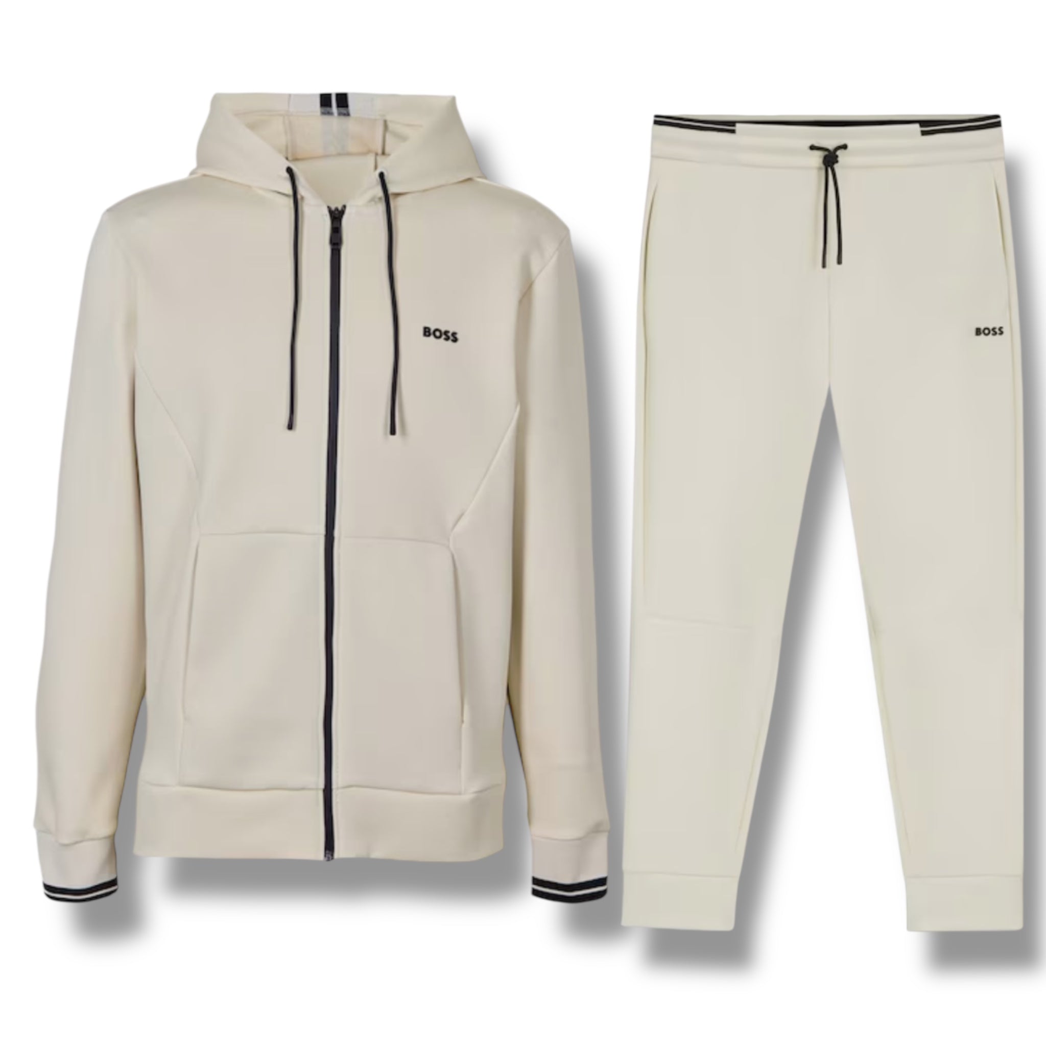 HUGO BOSS ZONE FULL ZIP HOODED TRACKSUIT BEIGE