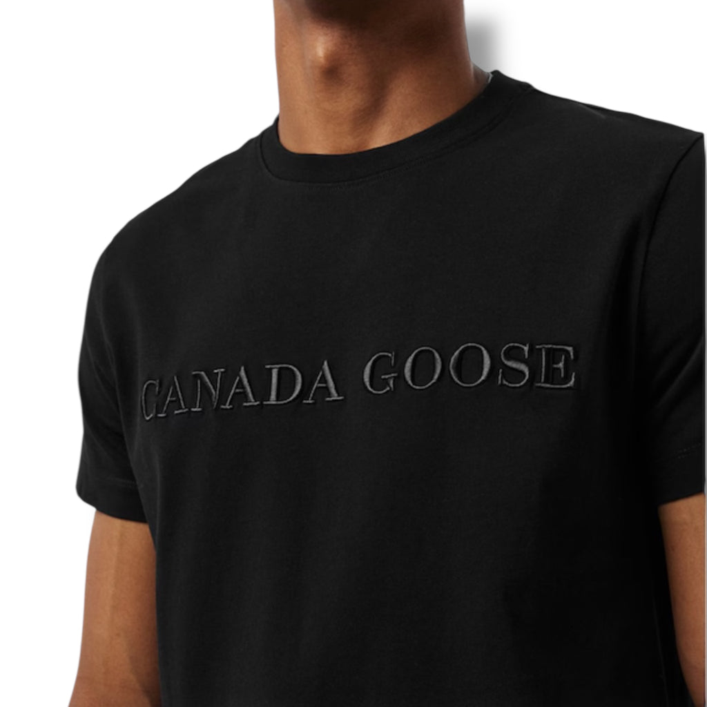 CANADA GOOSE EMBROIDERED LOGO T-SHIRT BLACK