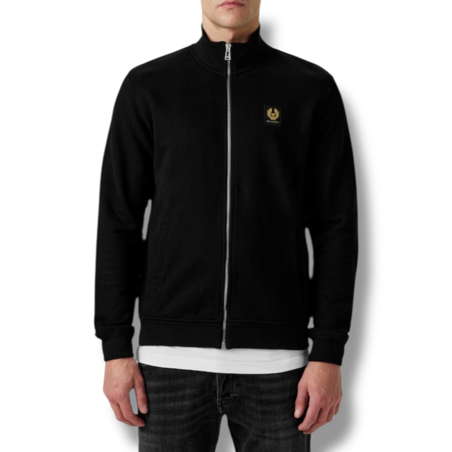 BELSTAFF PATCH LOGO FULL ZIP SWEATSHIRT BLACK