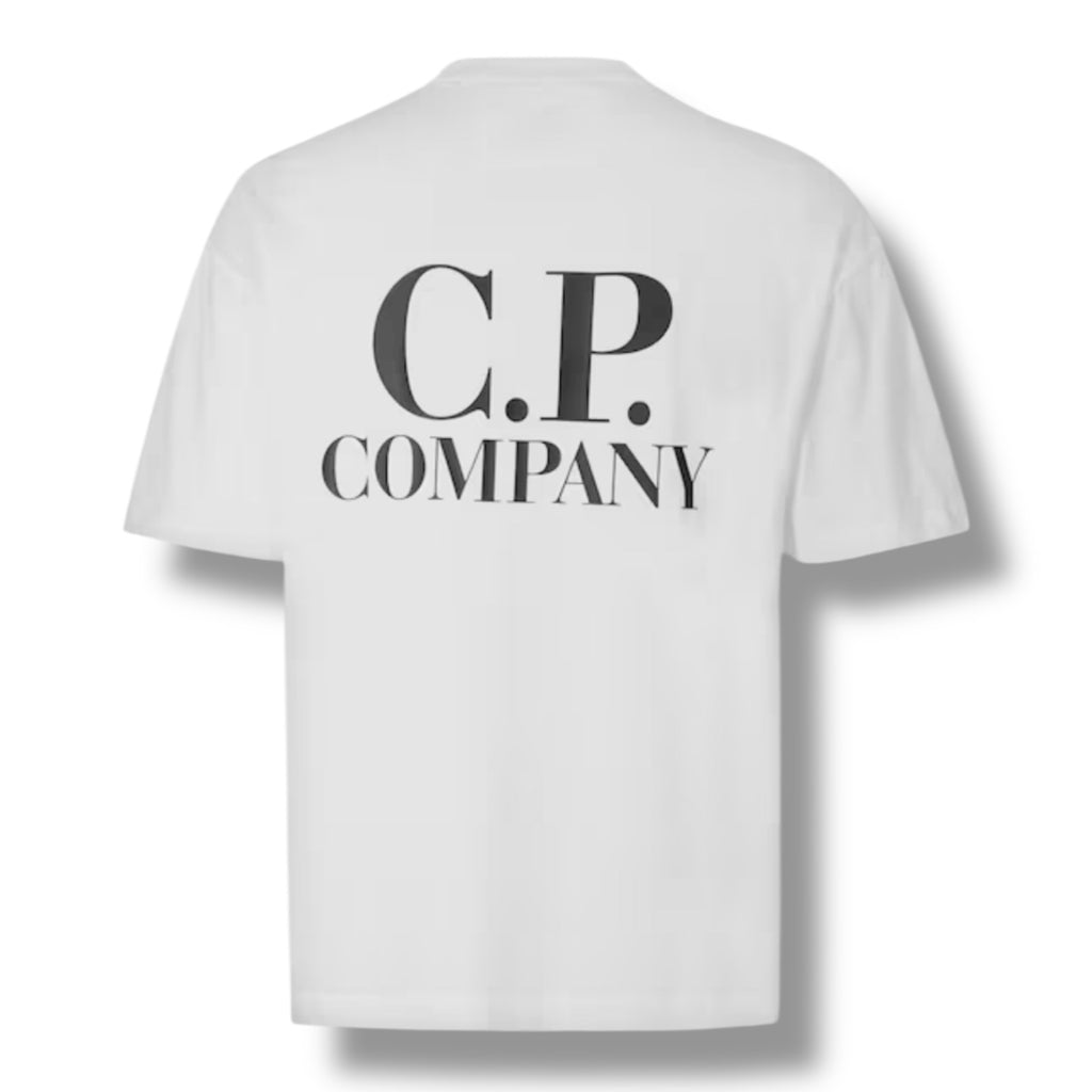 CP COMPANY DOUBLE LOGO T-SHIRT WHITE