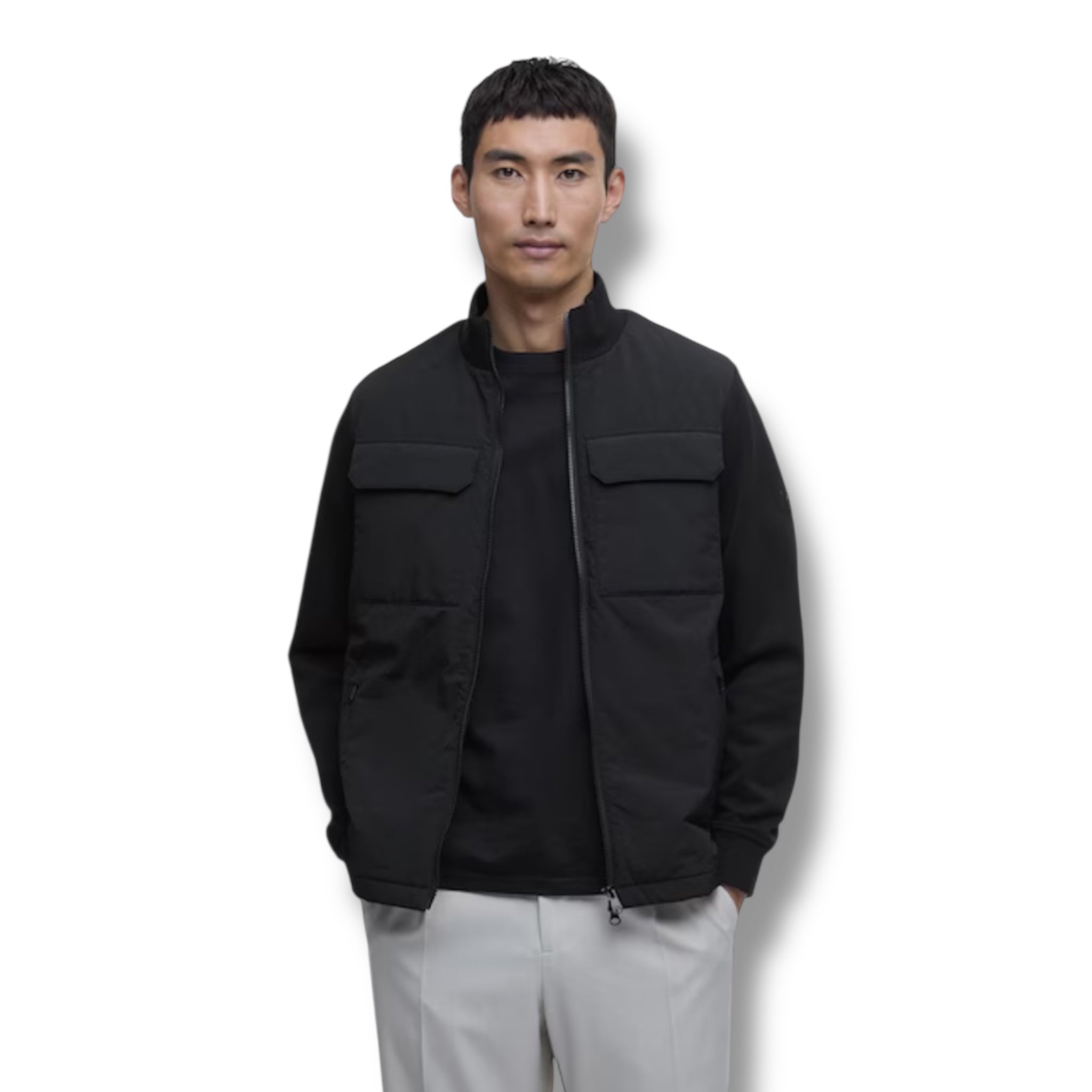 BARBOUR INTERNATIONAL QUILTED ZIP UP SWEATSHIRT BLACK