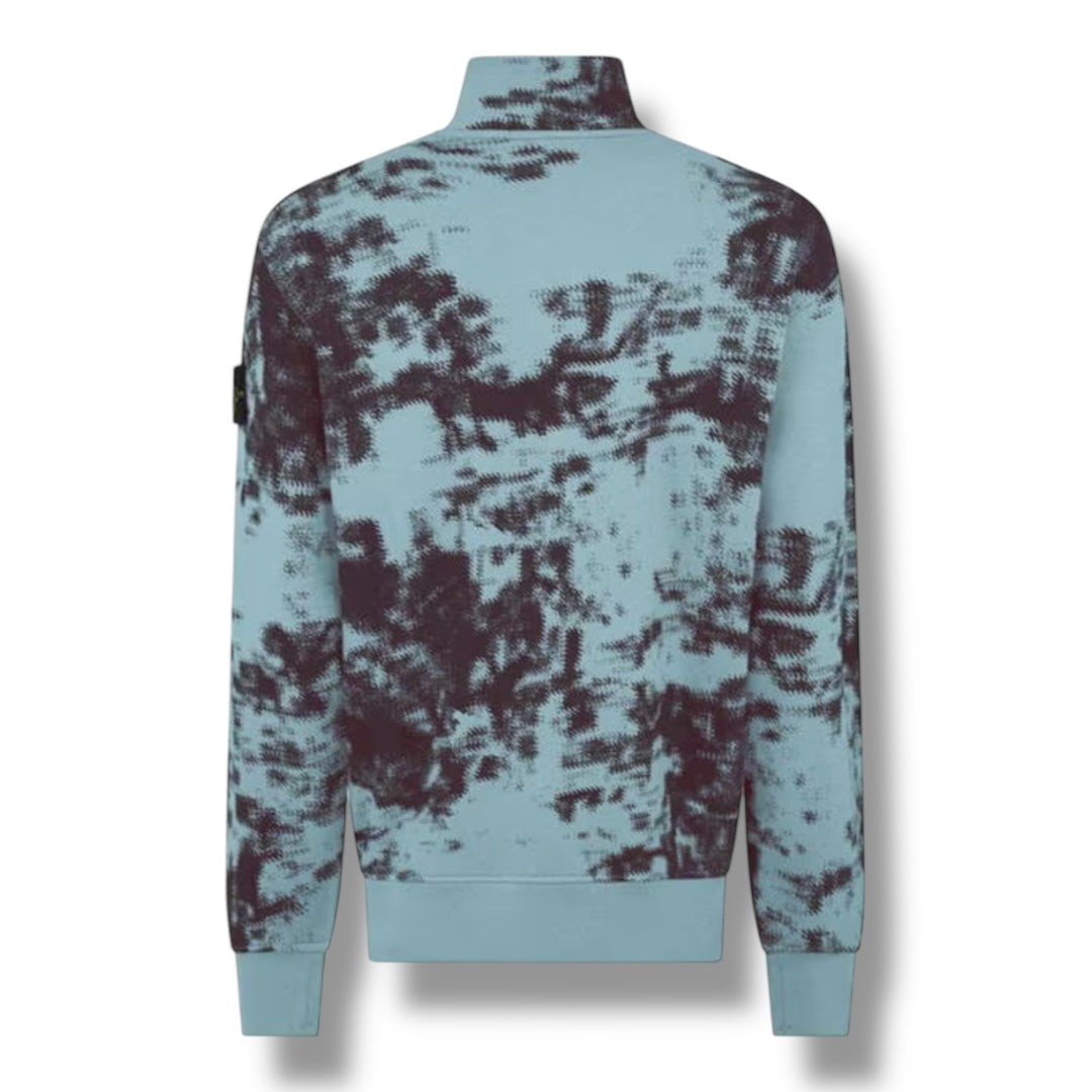 STONE ISLAND 1/4 ZIP SWEATSHIRT CAMO GRIGIO BLUE