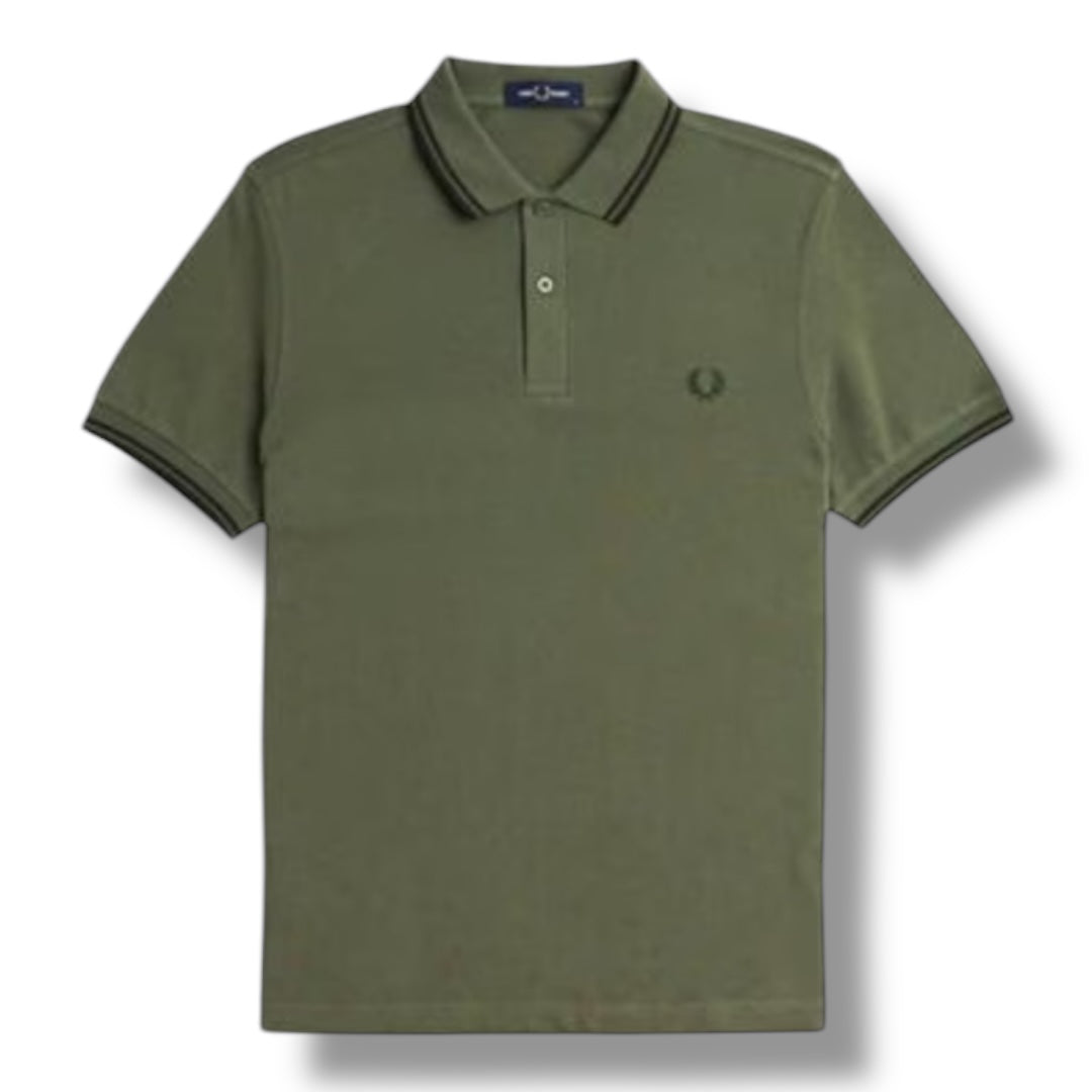 FRED PERRY TWIN TIPPED POLO SHIRT GREEN