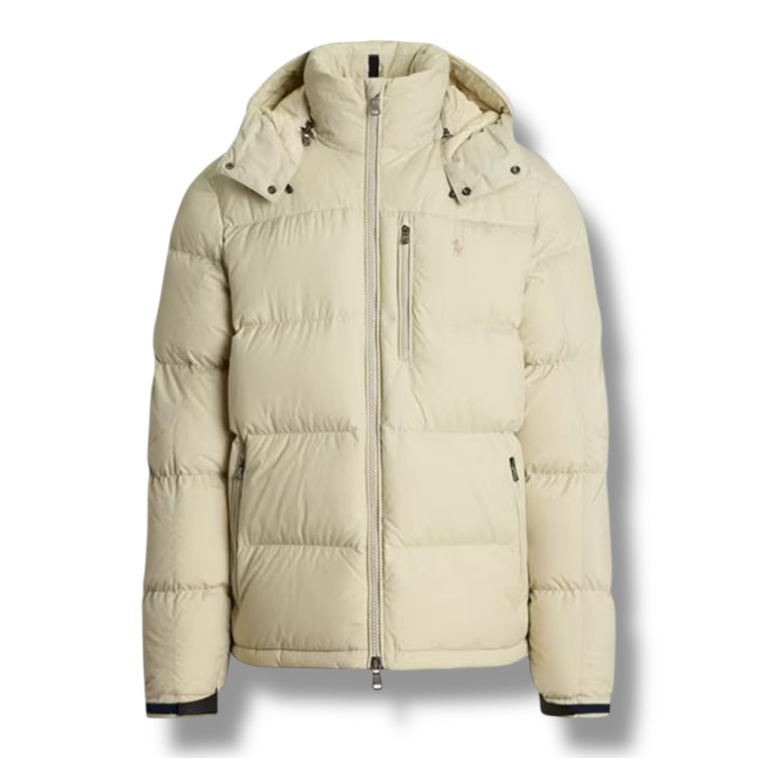 RALPH LAUREN HOODED PUFFER JACKET BEIGE