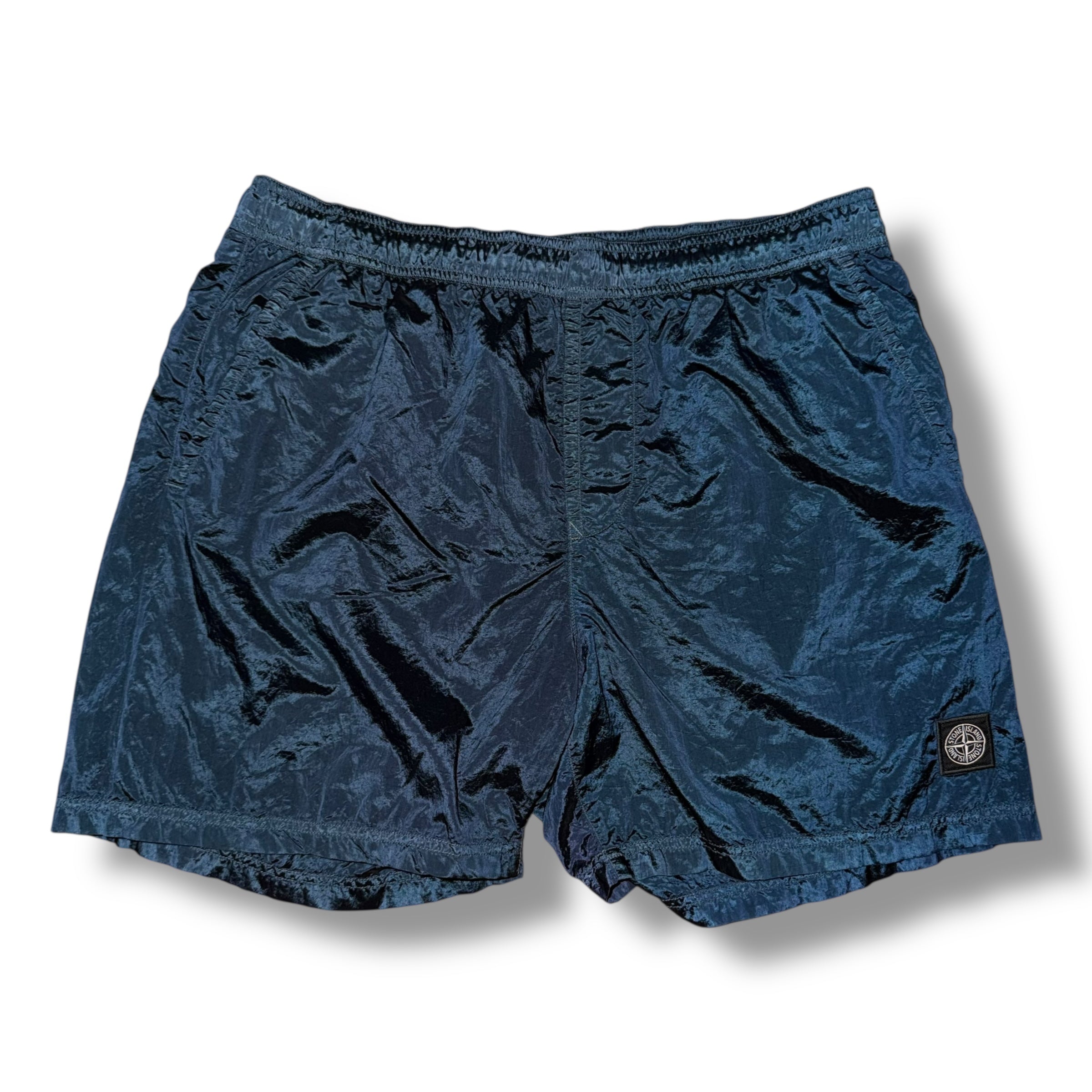 STONE ISLAND PATCH LOGO SWIM SHORTS NYLON METAL NAVY BLUE
