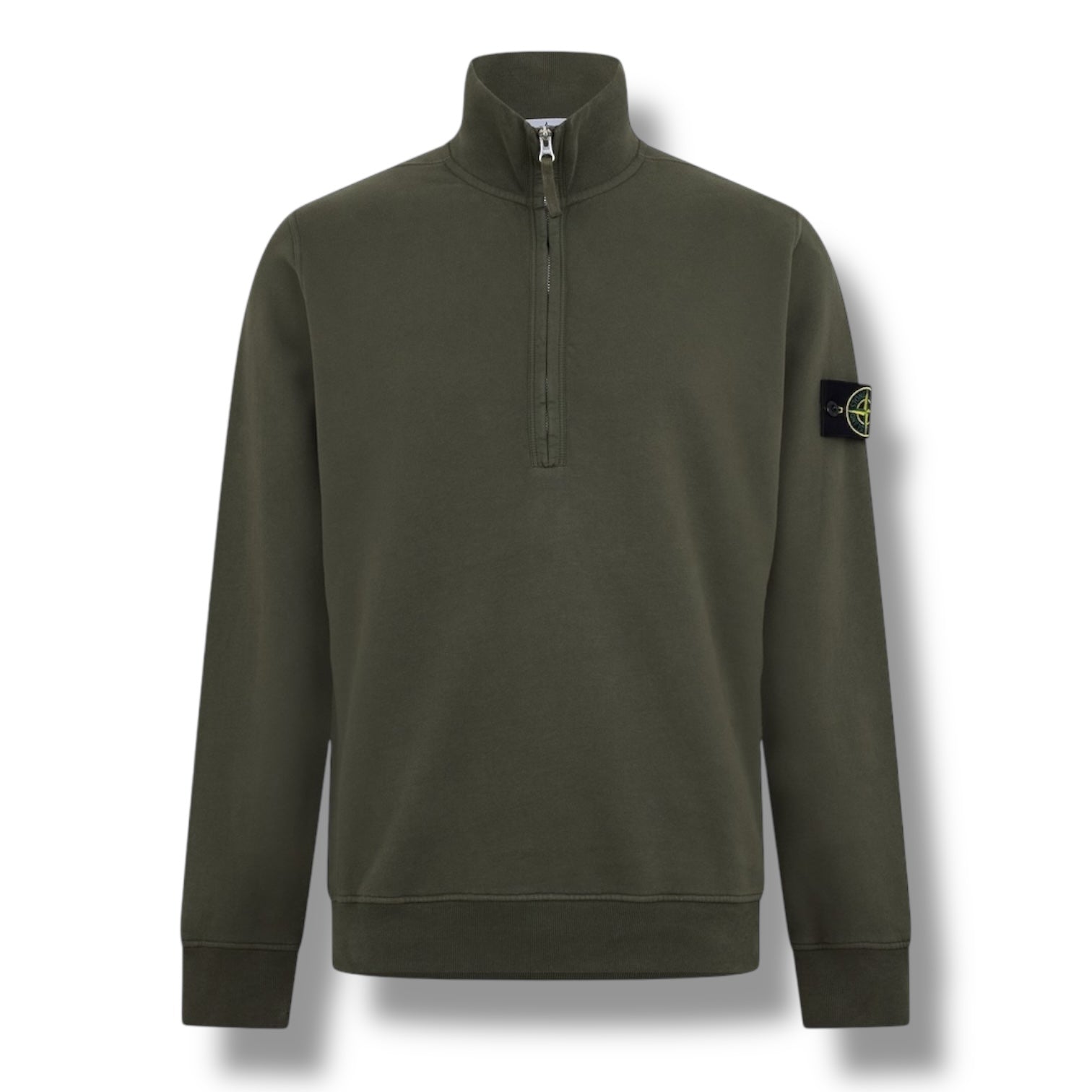 STONE ISLAND 1/4 ZIP SWEATSHIRT KHAKI GREEN