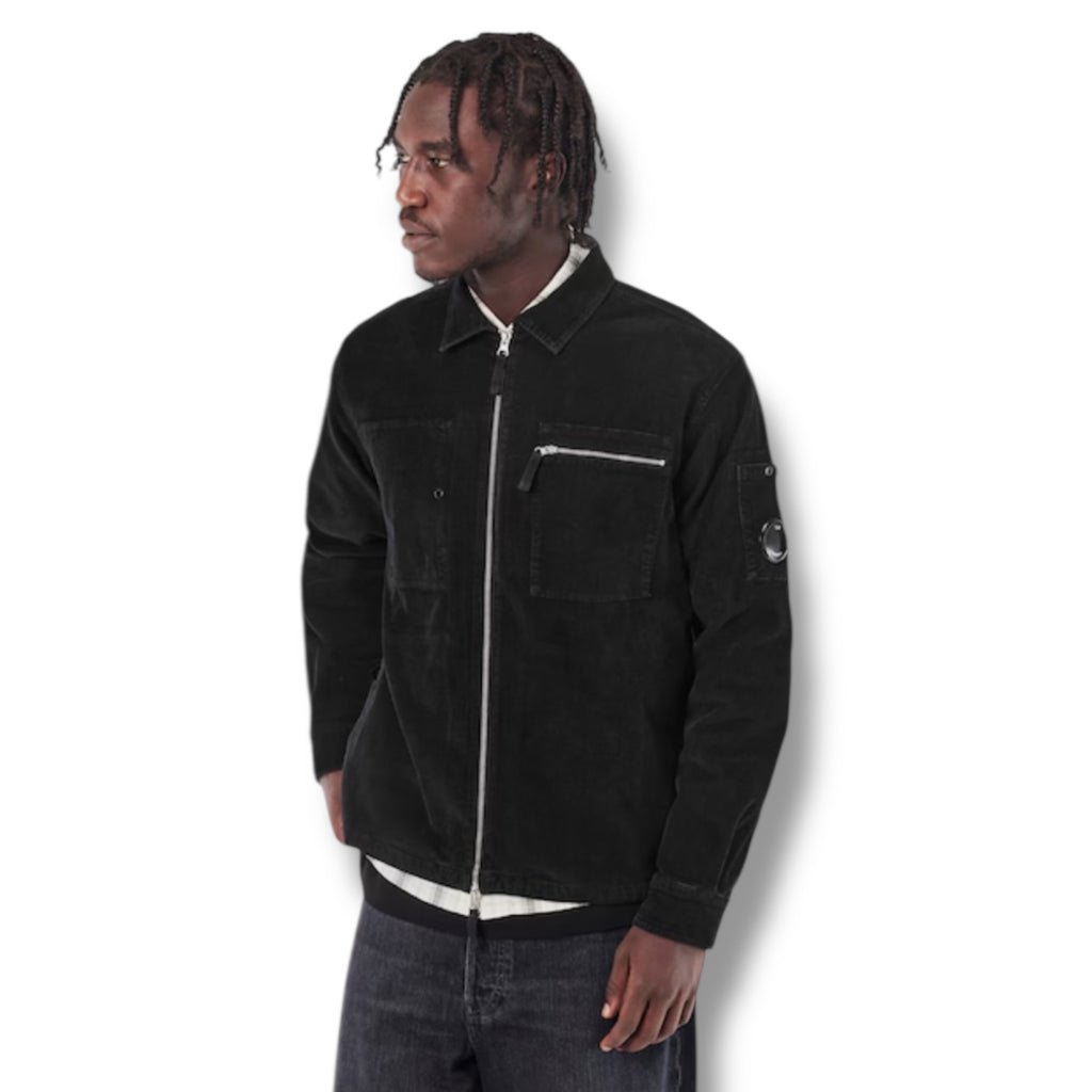 CP COMPANY LENS CORDUROY OVERSHIRT BLACK