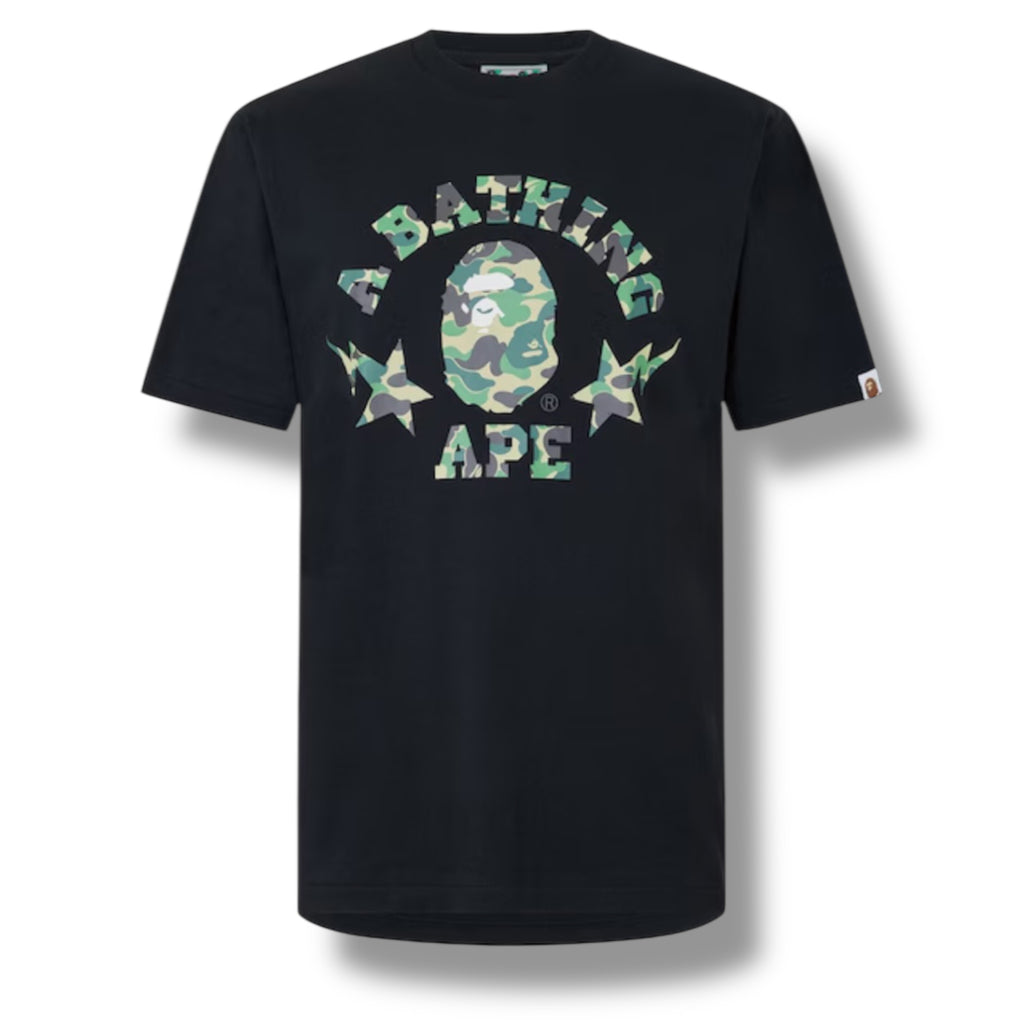 A BATHING BAPE STA CAMO COLLEGE T-SHIRT BLACK