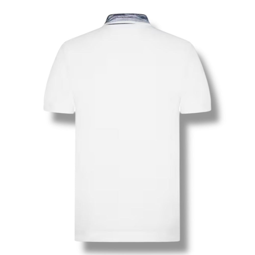 MISSONI STRIPE COLLAR POLO SHIRT WHITE