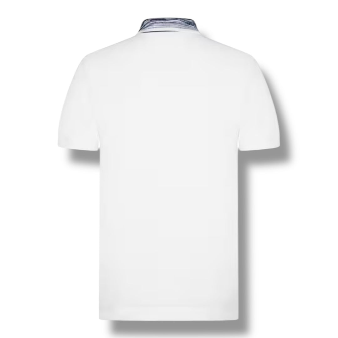 MISSONI STRIPE COLLAR POLO SHIRT WHITE